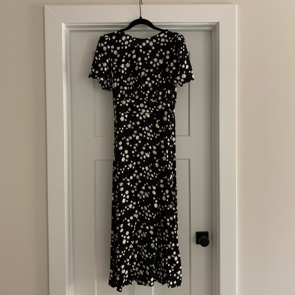 Black floral midi with slit